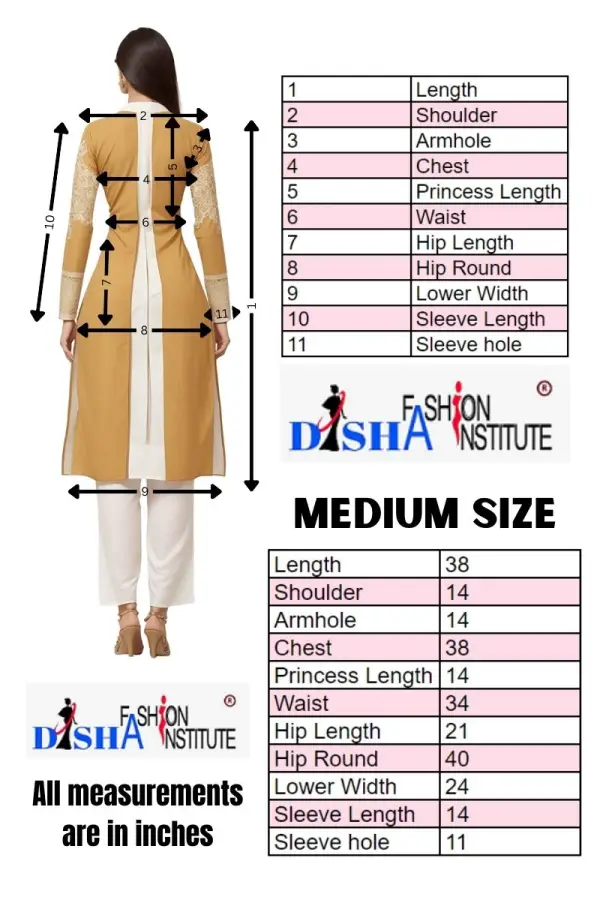 Kurti Measurement Chart Medium Size